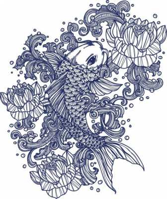 锦鲤图案手绘-锦鲤印刷图